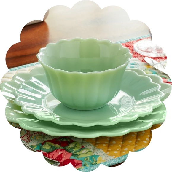 🌺 New Pioneer Woman Timeless Treasures Beauty JADE 3-Piece Dinnerware Set - Picture 5 of 6